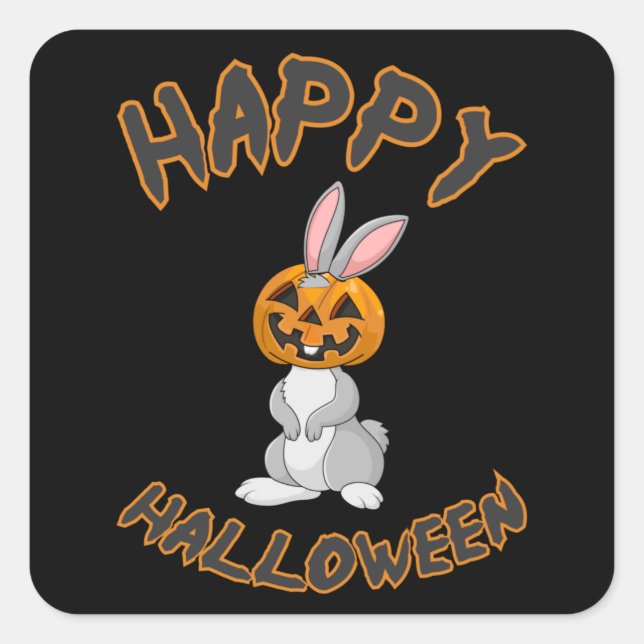 Halloween Bunny Rabbit Pumpkin Horror Gift Idea Square Sticker (Front)