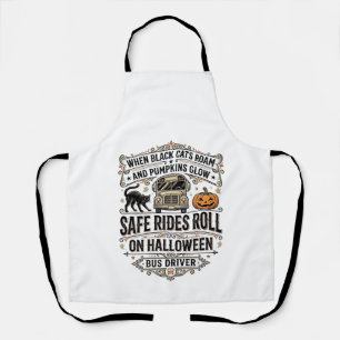 Halloween Bus Driver Spooky Vintage Engraving Shir Apron