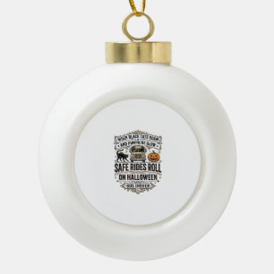 Halloween Bus Driver Spooky Vintage Engraving Shir Ceramic Ball Christmas Ornament