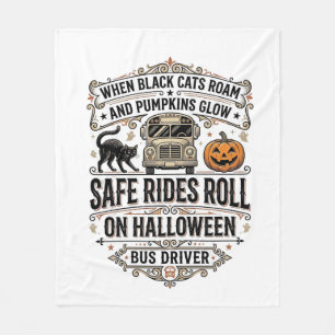 Halloween Bus Driver Spooky Vintage Engraving Shir Fleece Blanket