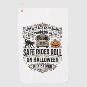 Halloween Bus Driver Spooky Vintage Engraving Shir Golf Towel