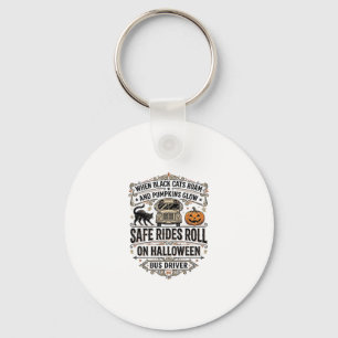 Halloween Bus Driver Spooky Vintage Engraving Shir Key Ring