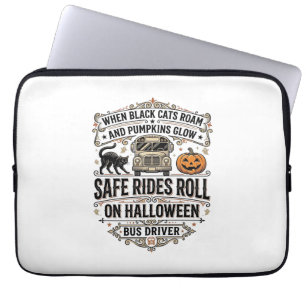 Halloween Bus Driver Spooky Vintage Engraving Shir Laptop Sleeve