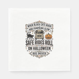 Halloween Bus Driver Spooky Vintage Engraving Shir Napkin