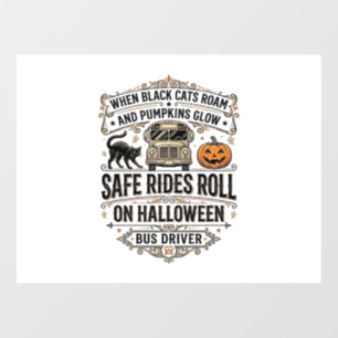 Halloween Bus Driver Spooky Vintage Engraving Shir Window Cling