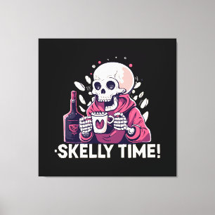 halloween but its skelly time canvas print