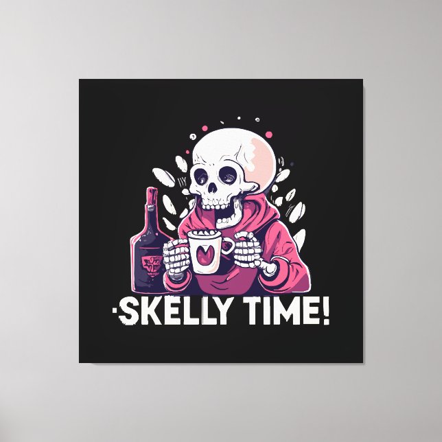 halloween but its skelly time canvas print (Front)
