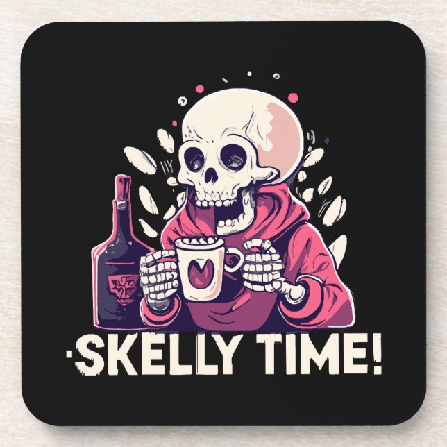halloween but its skelly time coaster (Front)