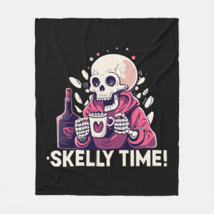 halloween but its skelly time fleece blanket