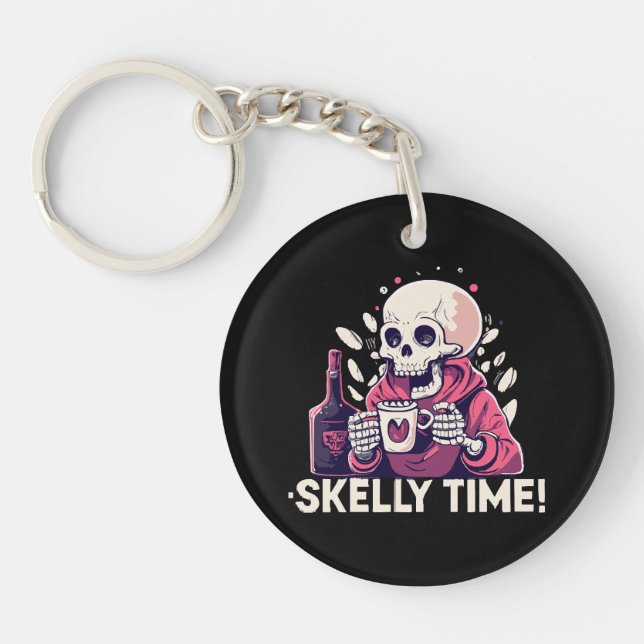 halloween but its skelly time key ring (Front)