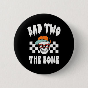 Halloween Byd Two The Bone Funny 2nd Birthday Skel 6 Cm Round Badge