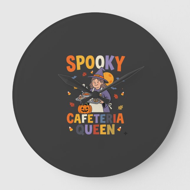 Halloween Cafeteria Queen Large Clock (Front)