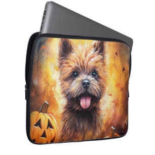 Halloween Cairn Terrier With Pumpkins Scary  Laptop Sleeve