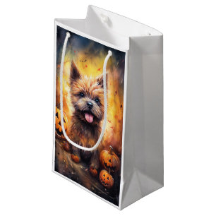 Halloween Cairn Terrier With Pumpkins Scary Small Gift Bag