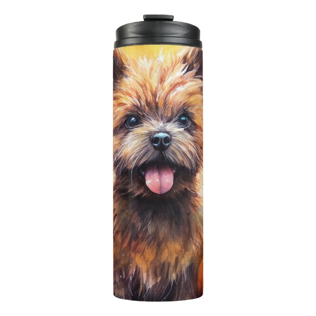 Halloween Cairn Terrier With Pumpkins Scary  Thermal Tumbler (Front)