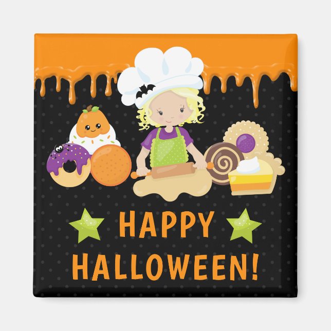 Halloween Cakes and Baking Blonde Girl Magnet (Front)