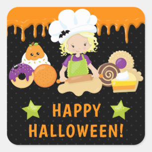 Halloween Cakes and Baking Blonde Girl Square Sticker