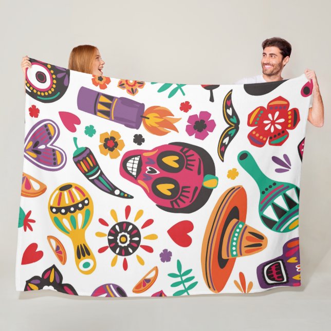 Halloween Calavera Fleece Blanket (In Situ)