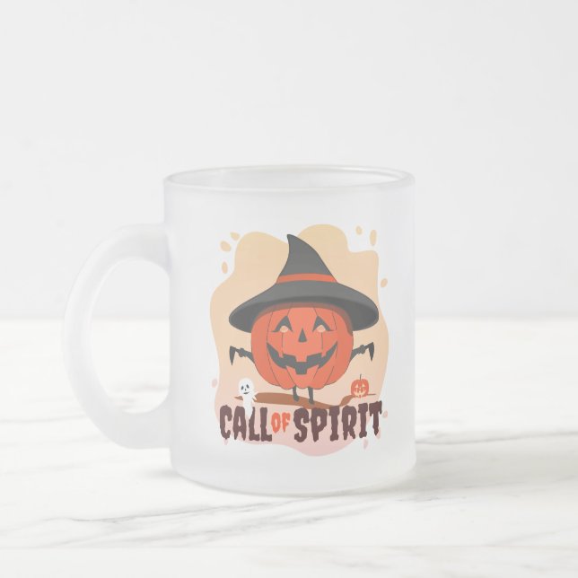 Halloween Call of Spirit Frosted Glass Coffee Mug (Left)