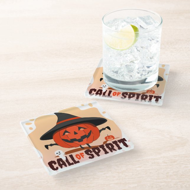 Halloween Call of Spirit Glass Coaster (Angled)