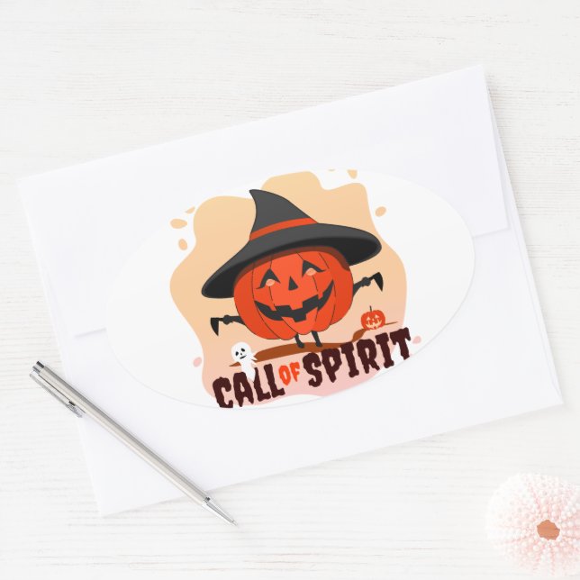 Halloween Call of Spirit Oval Sticker (Envelope)