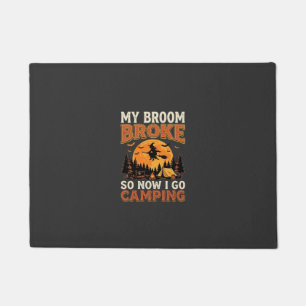 Halloween Camping Broom Vintage Horror Design Doormat