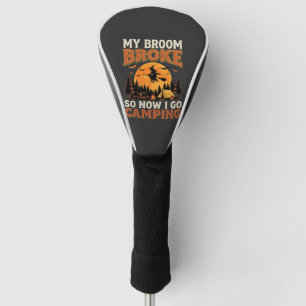 Halloween Camping Broom Vintage Horror Design Golf Head Cover