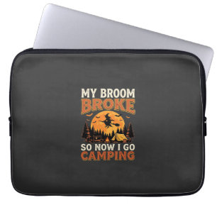 Halloween Camping Broom Vintage Horror Design Laptop Sleeve