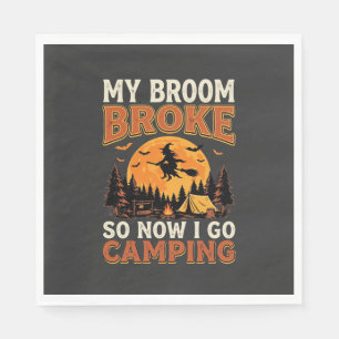 Halloween Camping Broom Vintage Horror Design Napkin