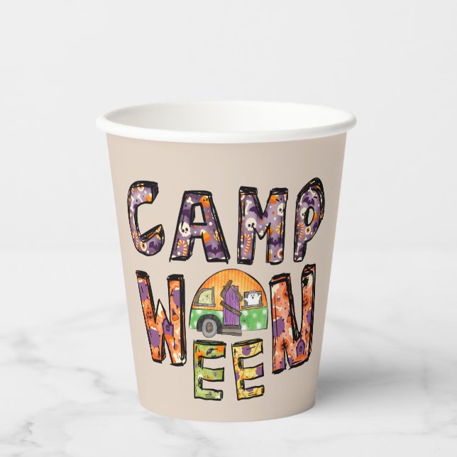 Halloween Camping | Word Pun Paper Cups (Front)