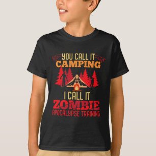 Halloween Camping Zombie Apocalypse Training Fun T-Shirt