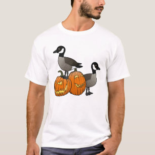 Halloween Canada Geese Birds with Jack-o-lanterns T-Shirt