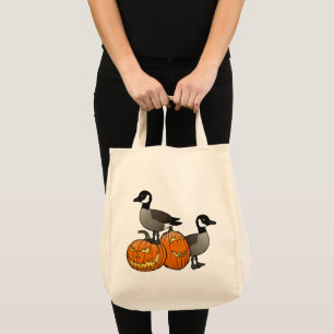 Halloween Canada Geese Birds with Jack-o-lanterns Tote Bag