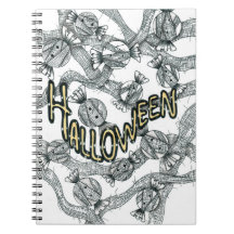 Halloween Candies and Ribbons Spiral Notebook