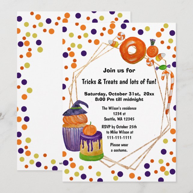 Halloween Candies and Treats Halloween Invitation (Front/Back)