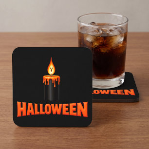 Halloween Candle Flame Square Paper Coaster