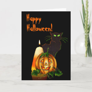HALLOWEEN CANDLE, JACK & CAT by SHARON SHARPE Card
