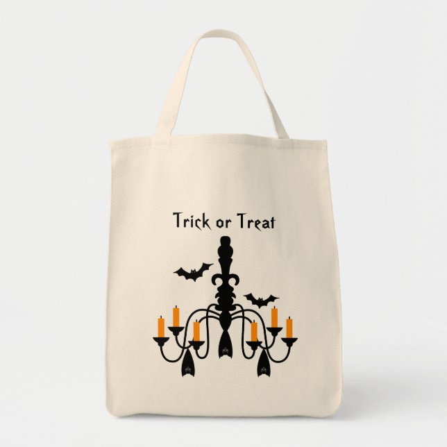 Halloween candles and bats chandelier loot tote bag (Front)