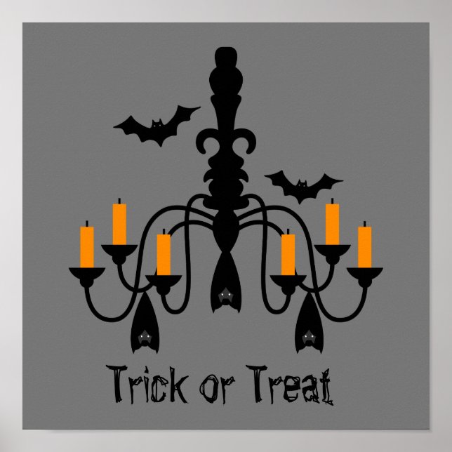 Halloween candles and bats chandeliers poster (Front)