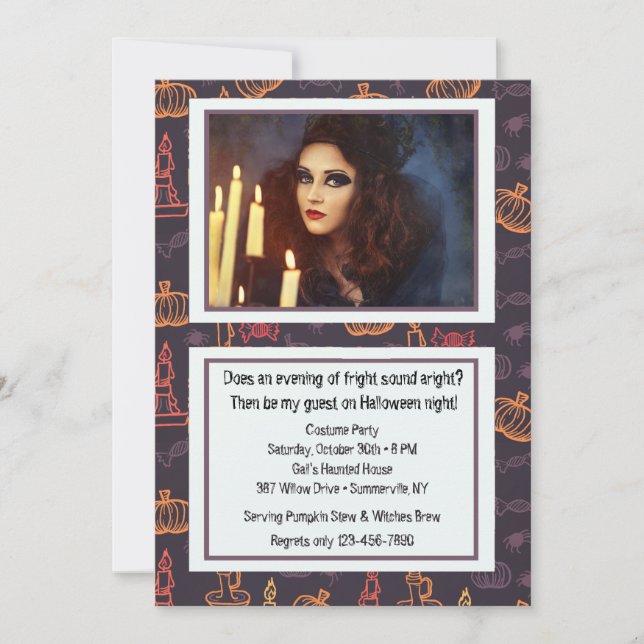 Halloween Candles Photo Invitation (Front)