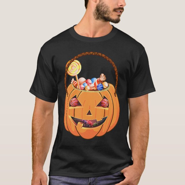 Halloween Candy Basket Pumpkin Costume T-Shirt (Front)