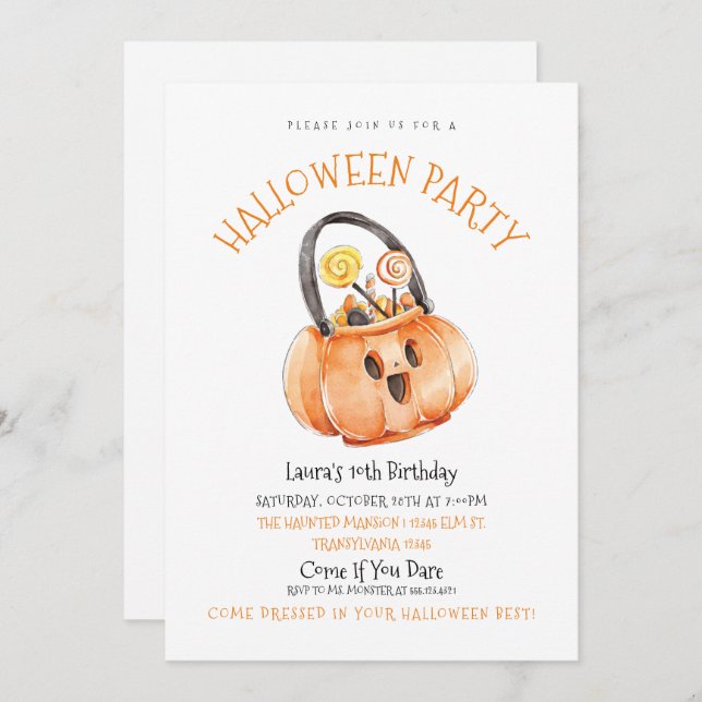 Halloween Candy Birthday Invitation (Front/Back)