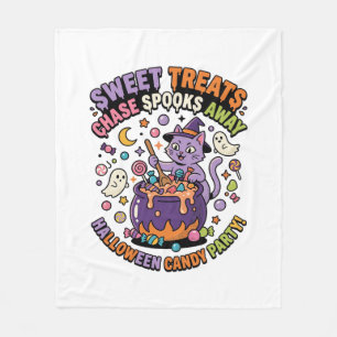 Halloween Candy Cauldron Spooky Treats Fleece Blanket