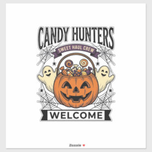 Halloween Candy Collector Vintage Engraving Pumpki