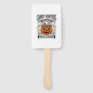 Halloween Candy Collector Vintage Engraving Pumpki Hand Fan