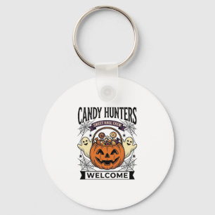 Halloween Candy Collector Vintage Engraving Pumpki Key Ring