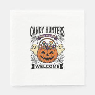 Halloween Candy Collector Vintage Engraving Pumpki Napkin