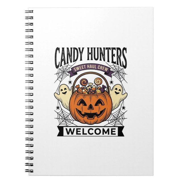 Halloween Candy Collector Vintage Engraving Pumpki Notebook (Front)