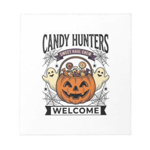 Halloween Candy Collector Vintage Engraving Pumpki Notepad