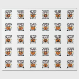 Halloween Candy Collector Vintage Engraving Pumpki Wrapping Paper